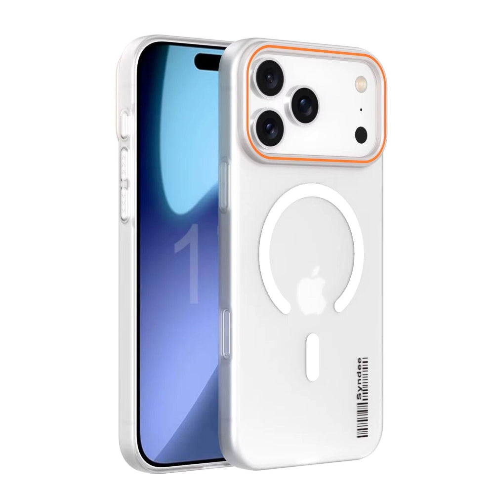 SYNDEE Mate Magsafe Barcode Phone Case for iPhone 17 Pro Back Cover White Onezeros.in