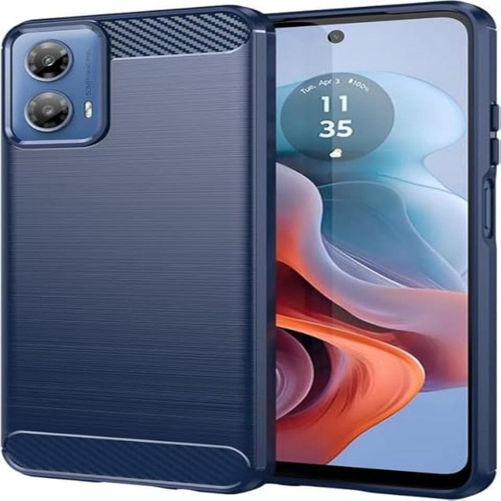 Thin Carbon Fiber Phone Case for Moto G45 5G Back Cover Blue Onezeros.in