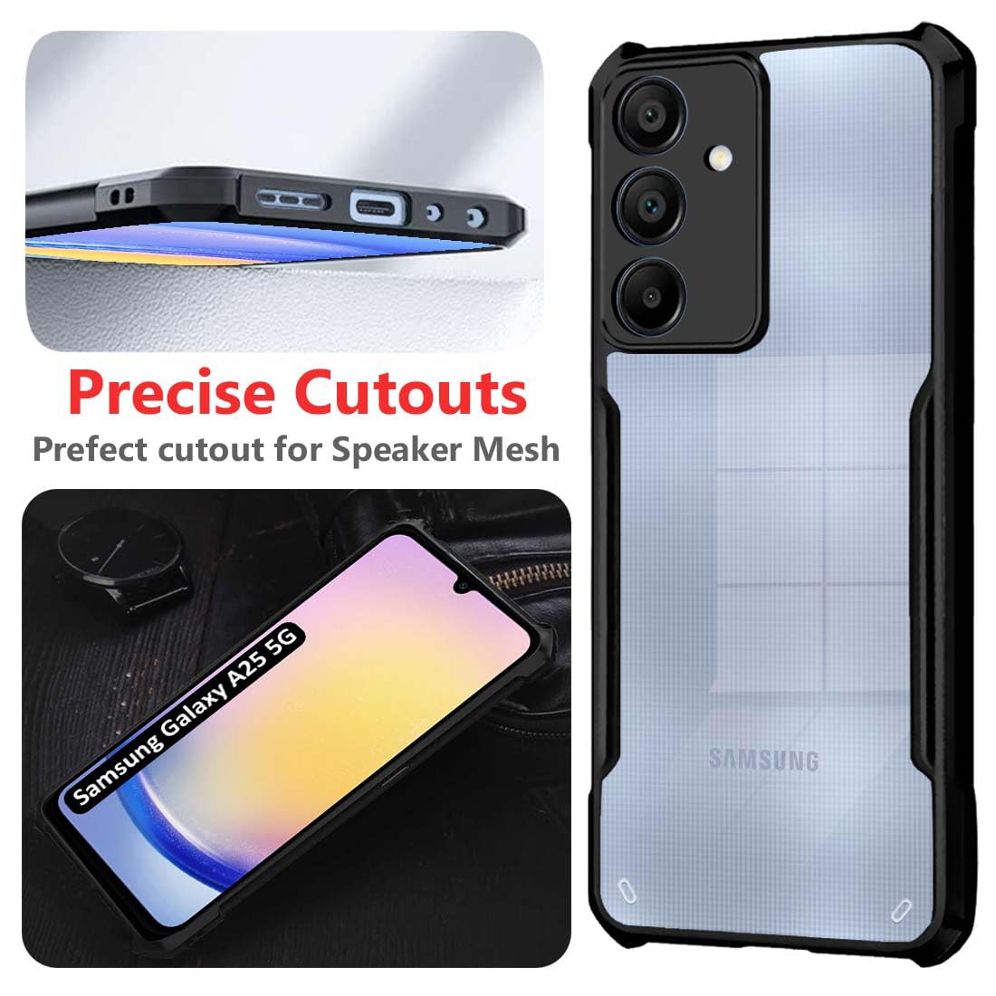 Transparent Clear Hybrid Shockproof Slim Phone Case For Samsung Galaxy A25 5G Mobile Phone Accessories