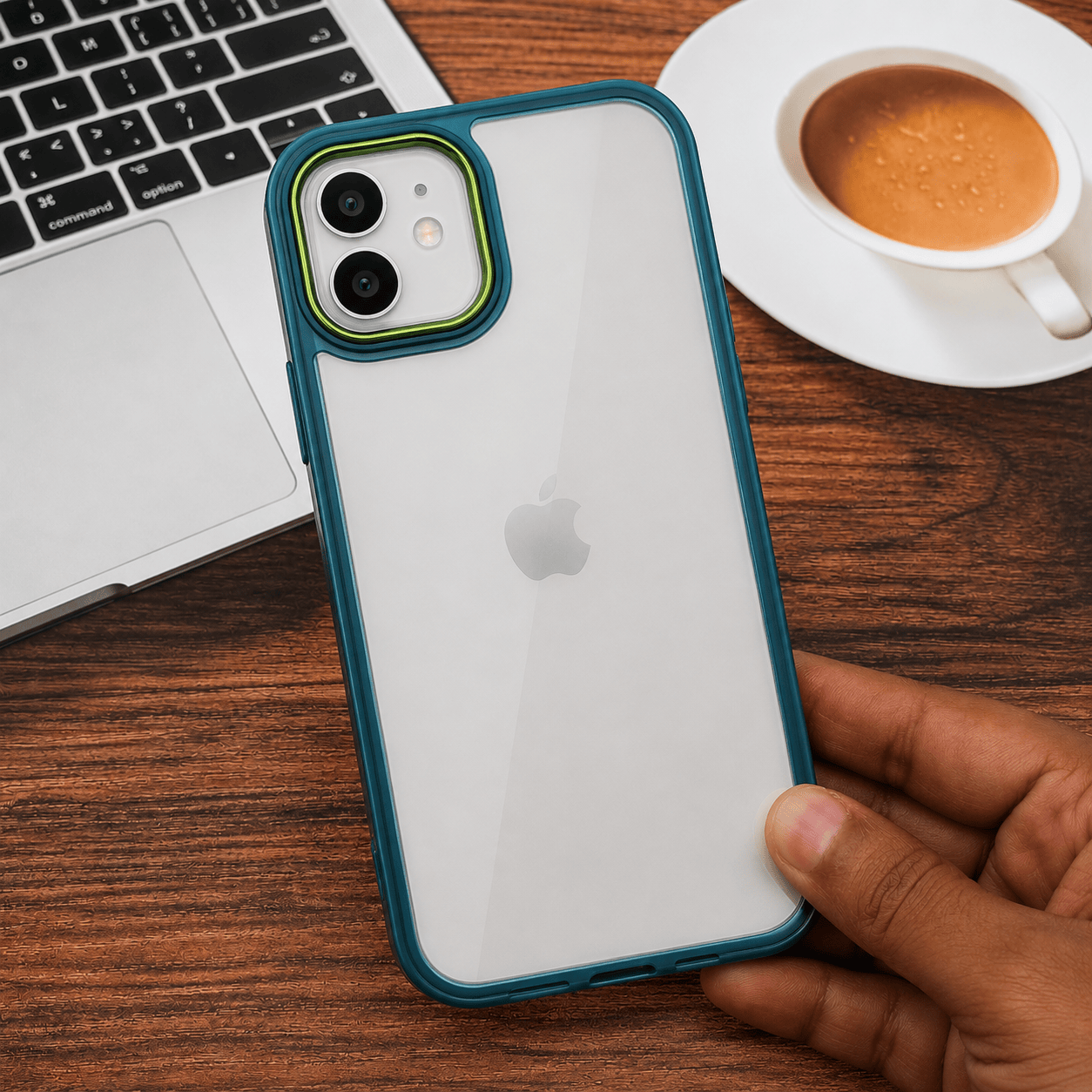 Transparent Design Case For iPhone 12 Electroplating Camera Phone Cover Green Onezeros.in