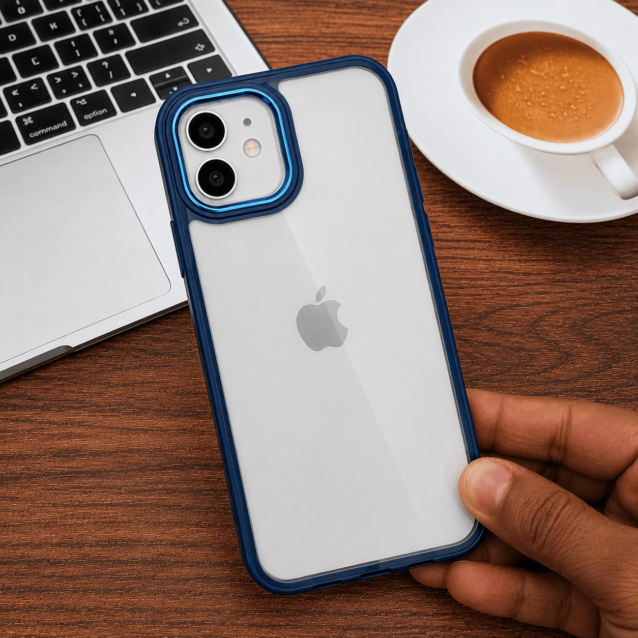 Transparent Design Case For iPhone 12 Electroplating Camera Phone Cover Blue Onezeros.in