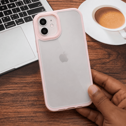 Transparent Design Case For iPhone 12 Electroplating Camera Phone Cover Pink Onezeros.in