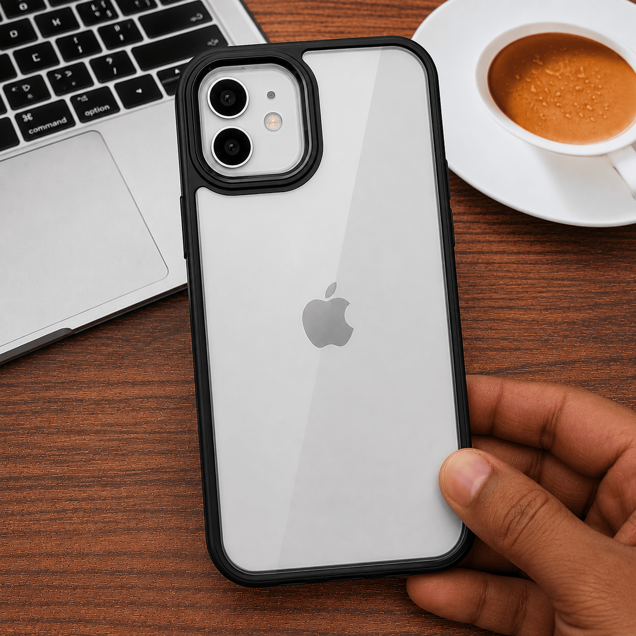 Transparent Design Case For iPhone 12 Electroplating Camera Phone Cover Black Onezeros.in