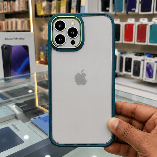Transparent Design Case For iPhone 13 Pro Max Electroplating Camera Phone Cover Green Onezeros.in