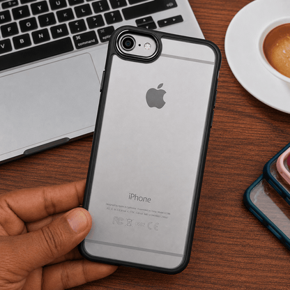 Transparent Design Case For iPhone 6 Electroplating Camera Phone Cover Black Onezeros.in
