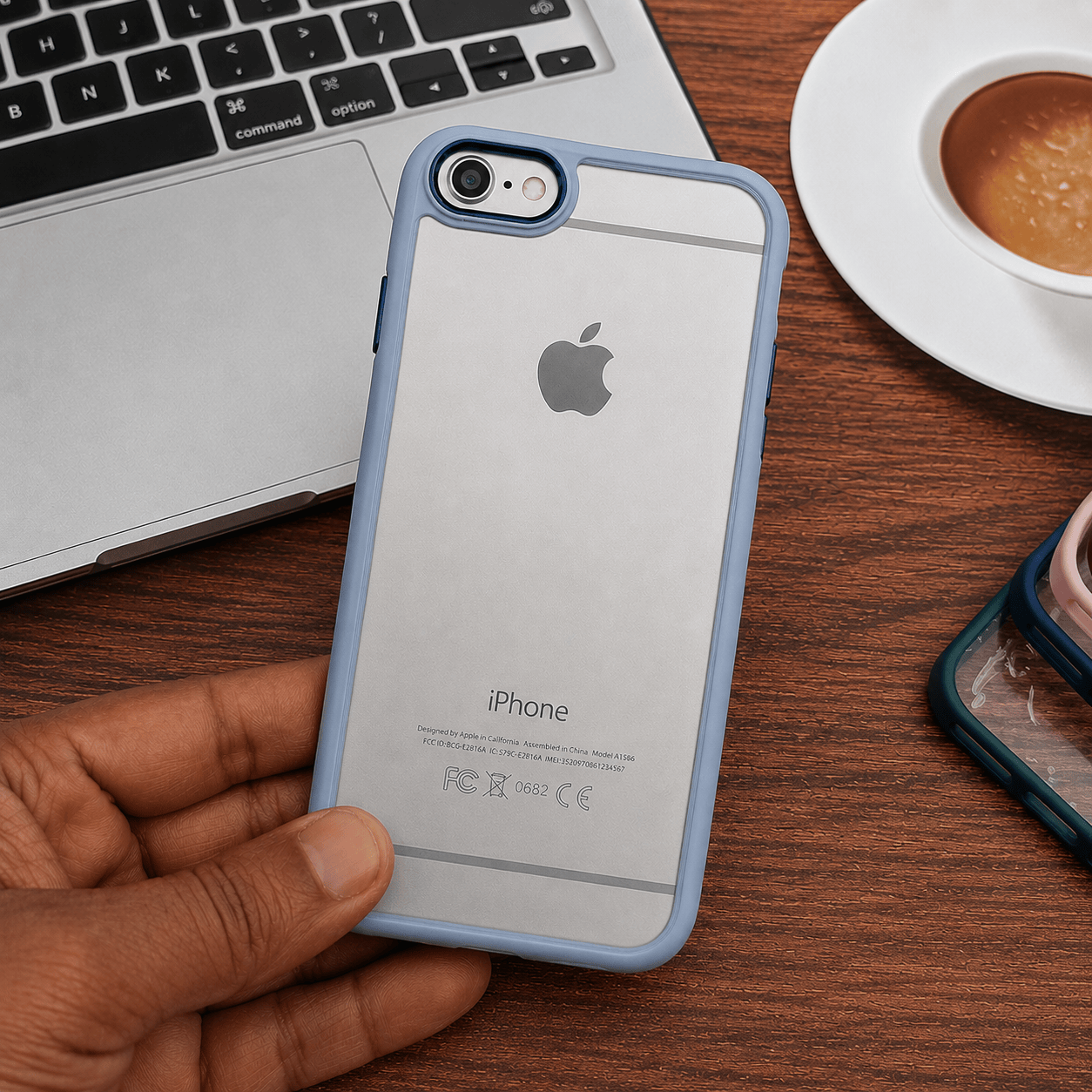 Transparent Design Case For iPhone 6 Electroplating Camera Phone Cover Cyan Onezeros.in