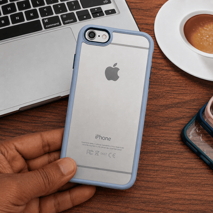 Transparent Design Case For iPhone 6 Electroplating Camera Phone Cover Cyan Onezeros.in