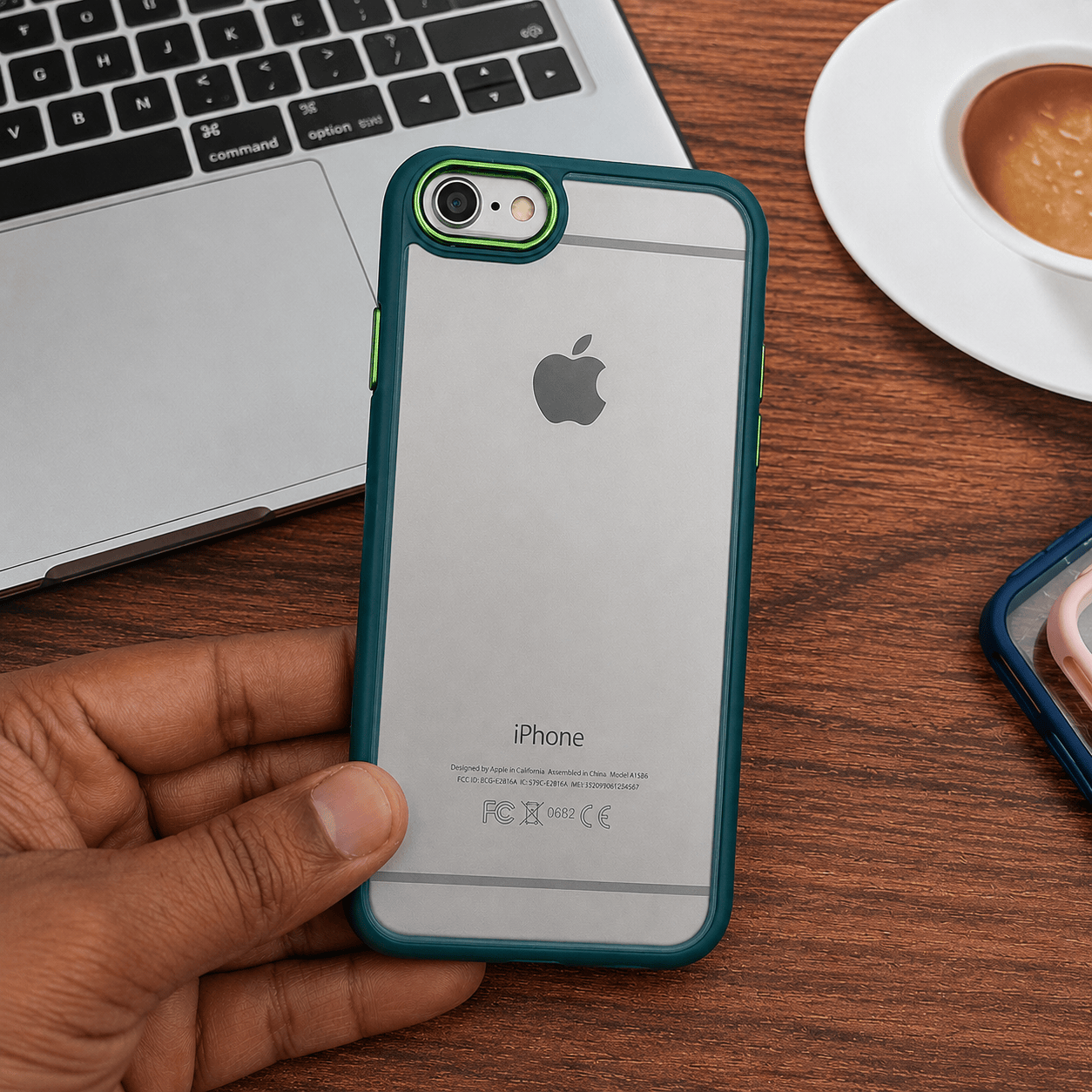 Transparent Design Case For iPhone 6 Electroplating Camera Phone Cover Green Onezeros.in