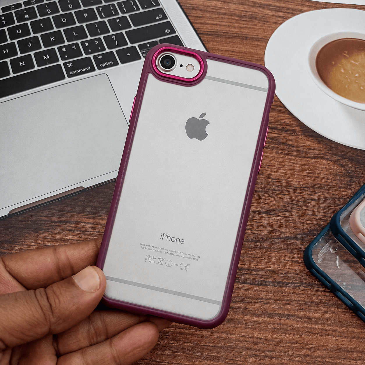 Transparent Design Case For iPhone 6 Electroplating Camera Phone Cover Maroon Onezeros.in