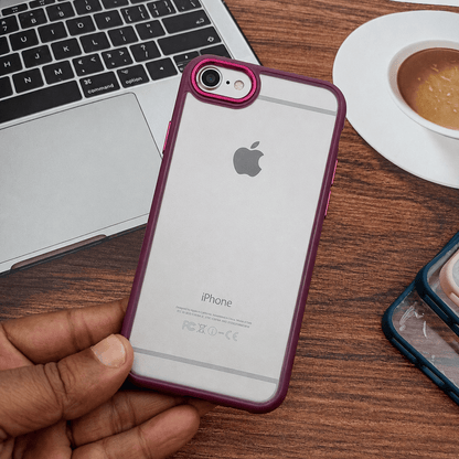 Transparent Design Case For iPhone 6 Electroplating Camera Phone Cover Maroon Onezeros.in