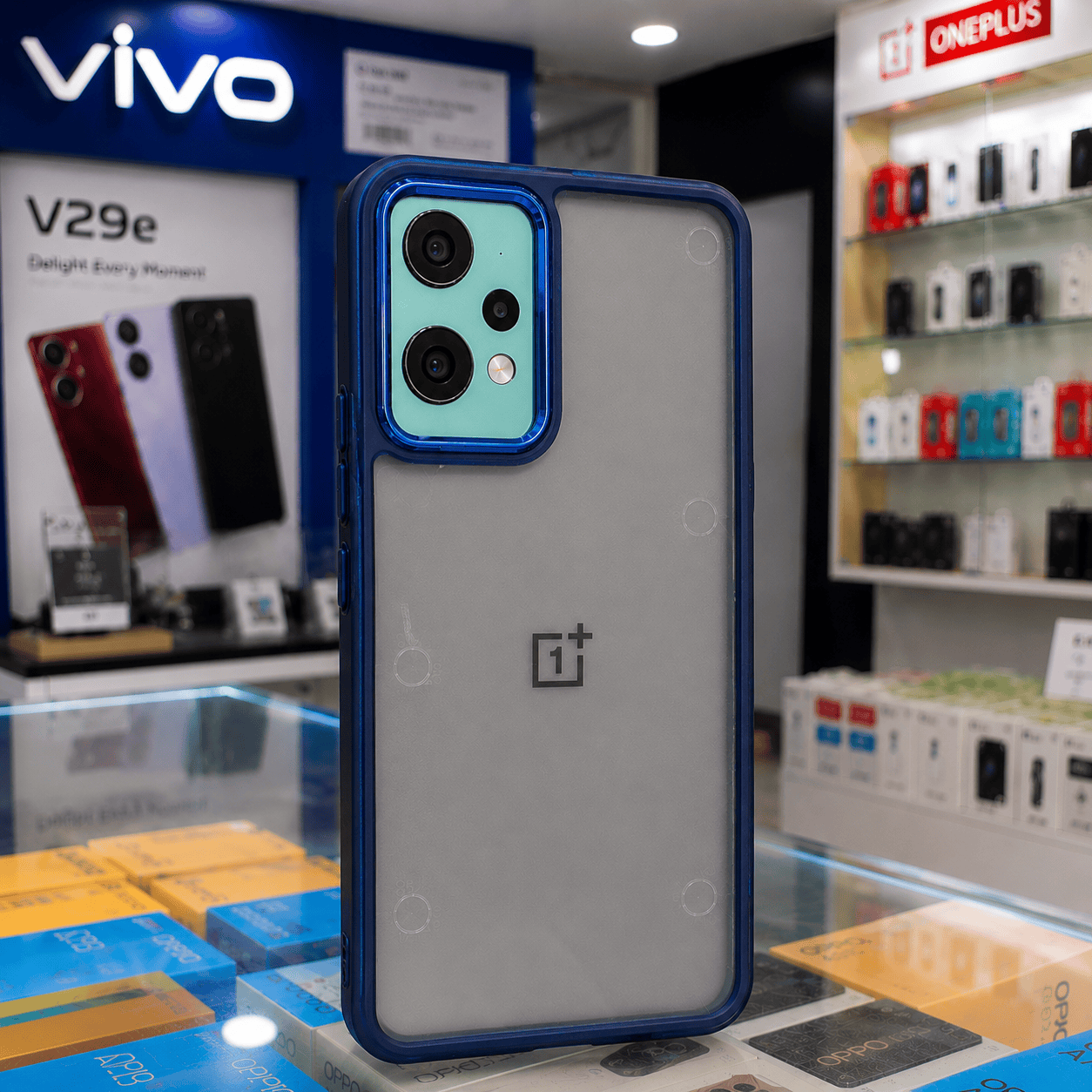 Transparent Design Case For OnePlus Nord CE 2 Lite 5G Electroplating Camera Phone Cover Blue Onezeros.in