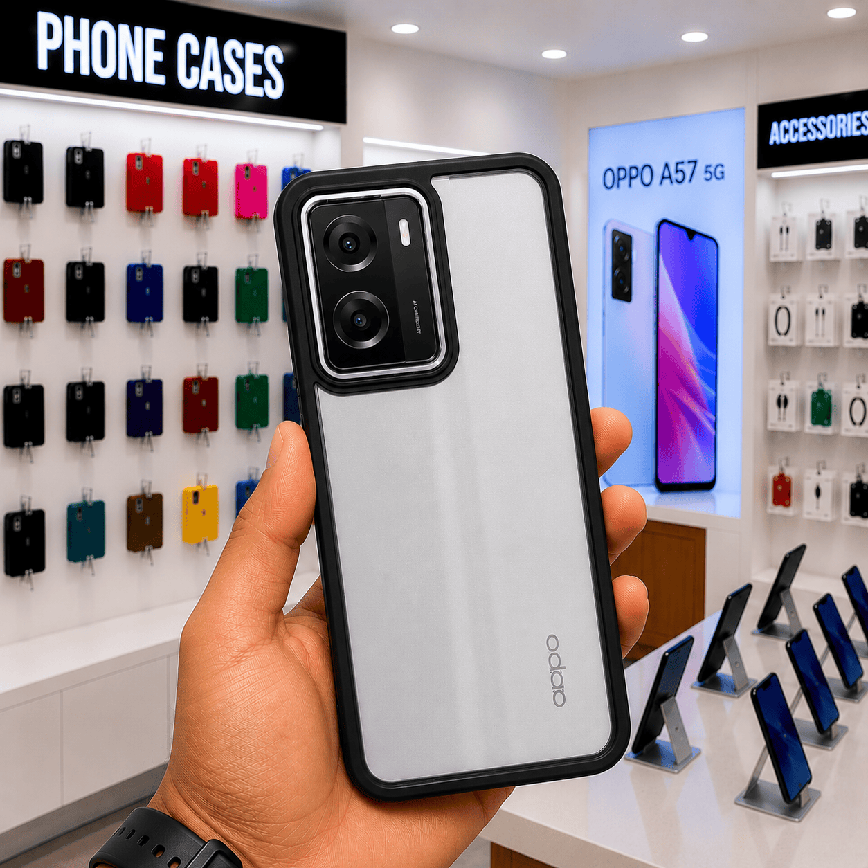 Transparent Design Case For OPPO A57 Electroplating Camera Phone Cover Black Onezeros.in