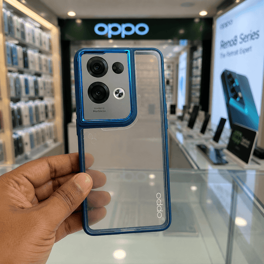 Transparent Design Case For OPPO Reno8 Pro 5G Electroplating Camera Phone Cover Blue Onezeros.in
