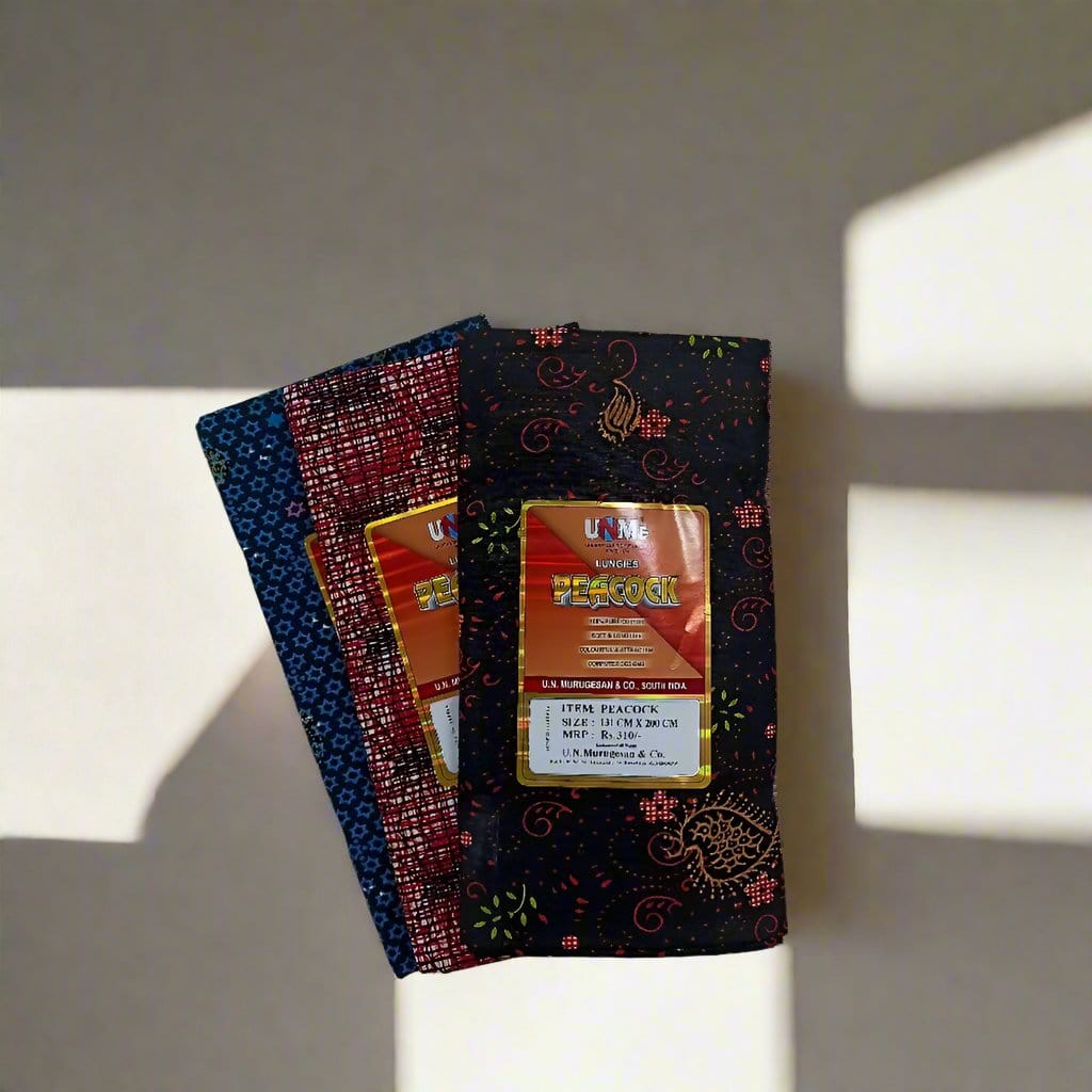 UNME Peacock Lungie Kaili - Assorted Colors Printed Pattern Onezeros.in