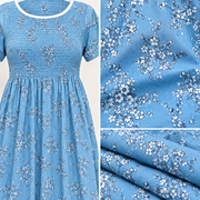 Veni's blue floral printed nighty fabric and pattern close-up