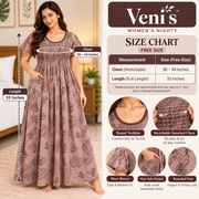 Veni's Dusty Mauve women's nighty Free Size chart