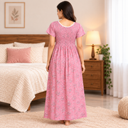 Veni's dusty rose pink floral women's nighty back view