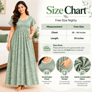 Veni's sage green floral printed women's nighty size chat