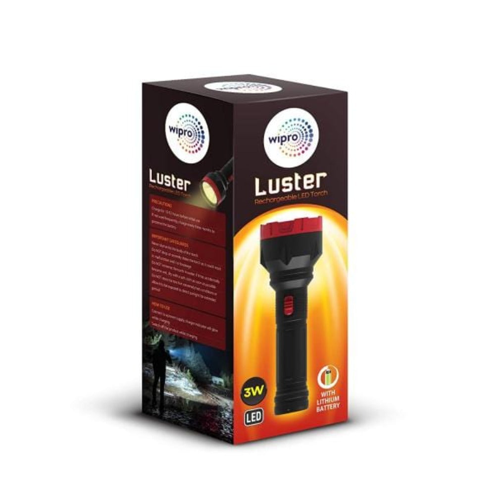 Wipro Luster 3W LED Rechargeable Torch Light Lighting