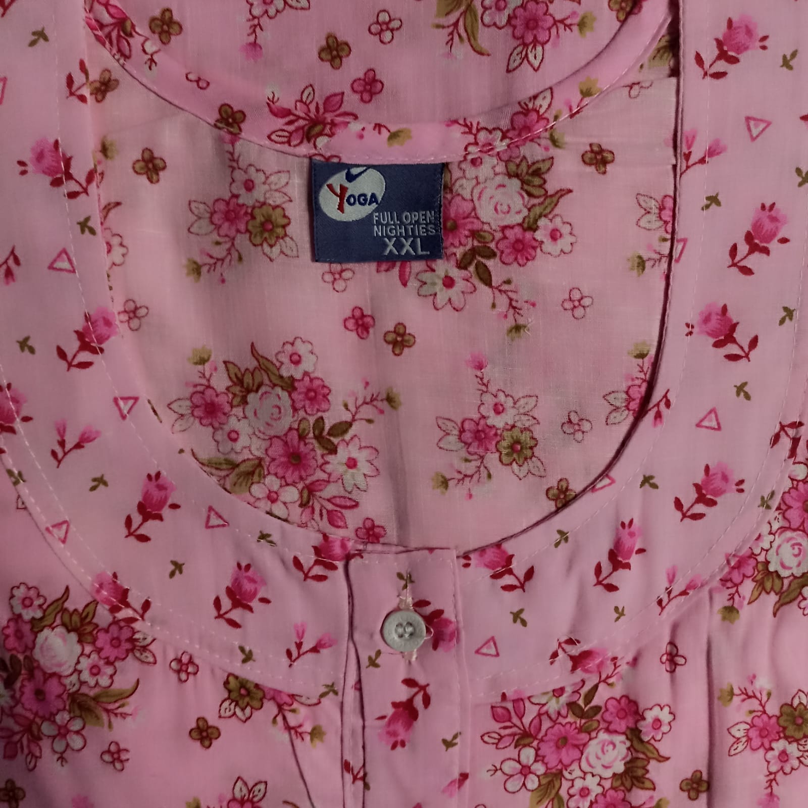 Yoga Pink Color Front Full Open Nighty Onezeros.in