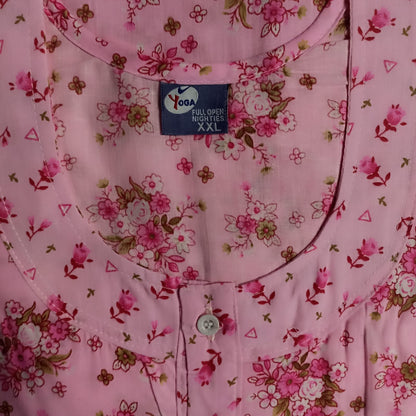 Yoga Pink Color Front Full Open Nighty Onezeros.in