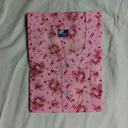 Yoga Pink Color Front Full Open Nighty Onezeros.in