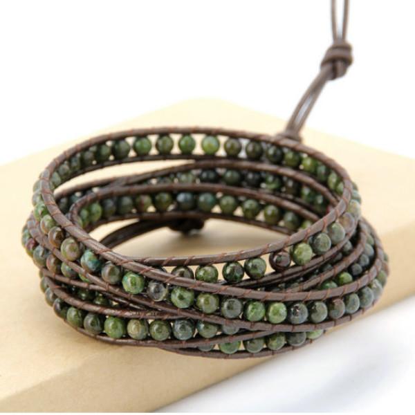 4MM  Natural Jasper Stone Wrap Bracelet Apparel & Accessories