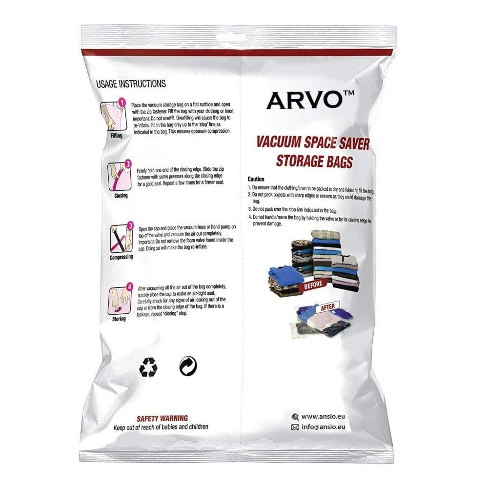 Arvo Vacuum Compressed Storage Bags with Pump Ansio