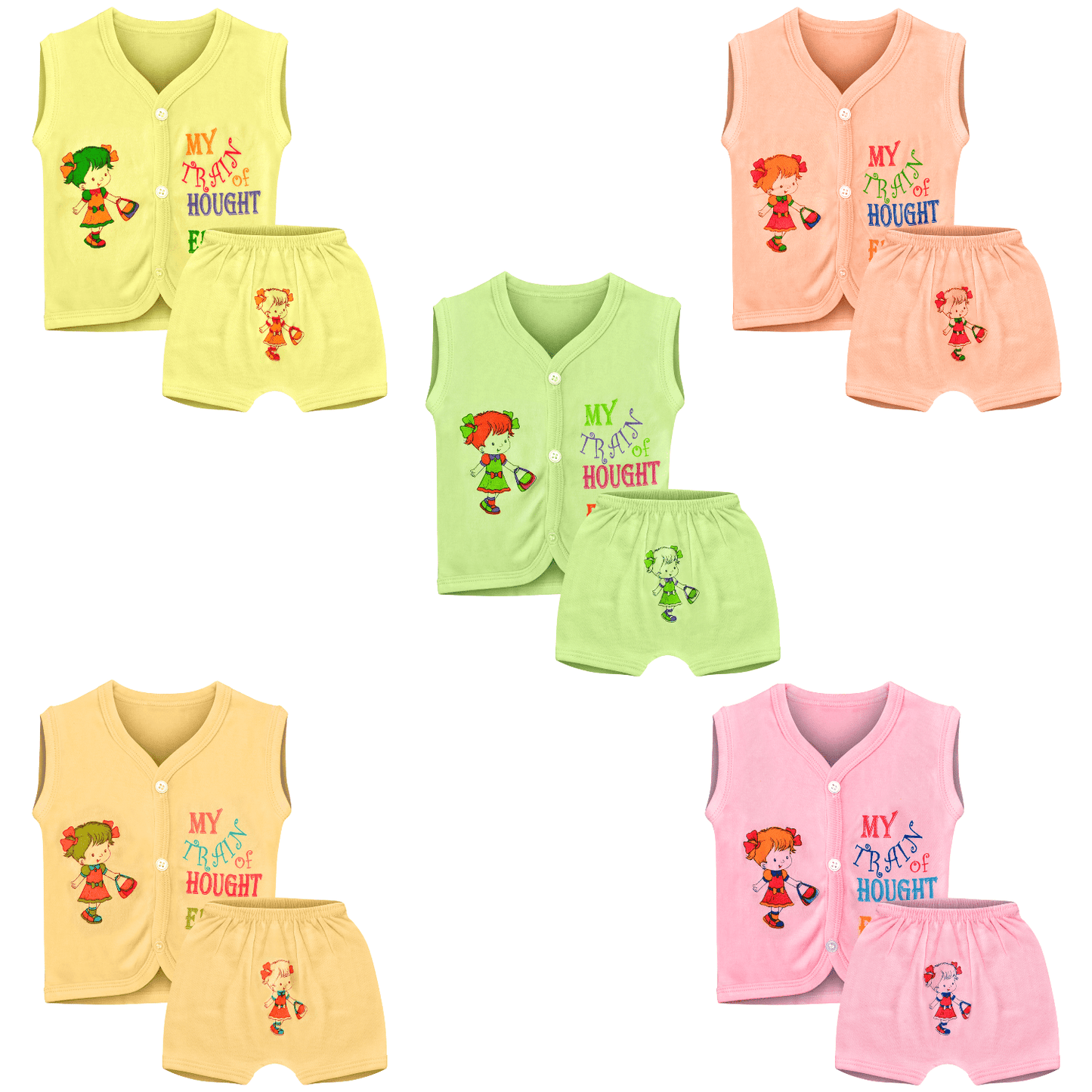 Boys Sleveless T Shirt & Shorts Set (5 Pieces T-Shirt & Shorts Set) Infants Wear