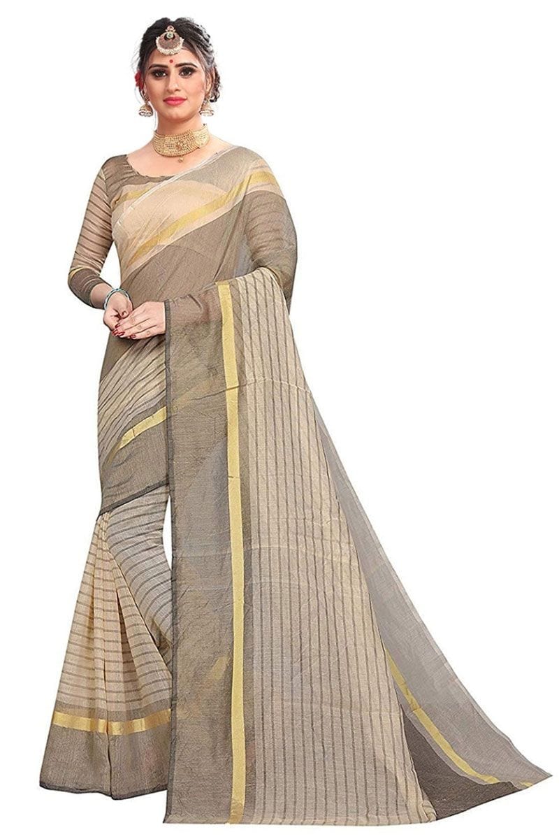 Cotton Printed Fesitve Wear Saree With Blouse Traditional & Ceremonial Clothing