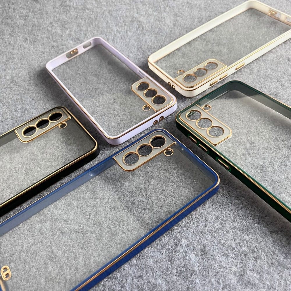 Electroplated Transparent Clear Frame Phone Case For Reno 7 Pro 5G Mobiles & Accessories