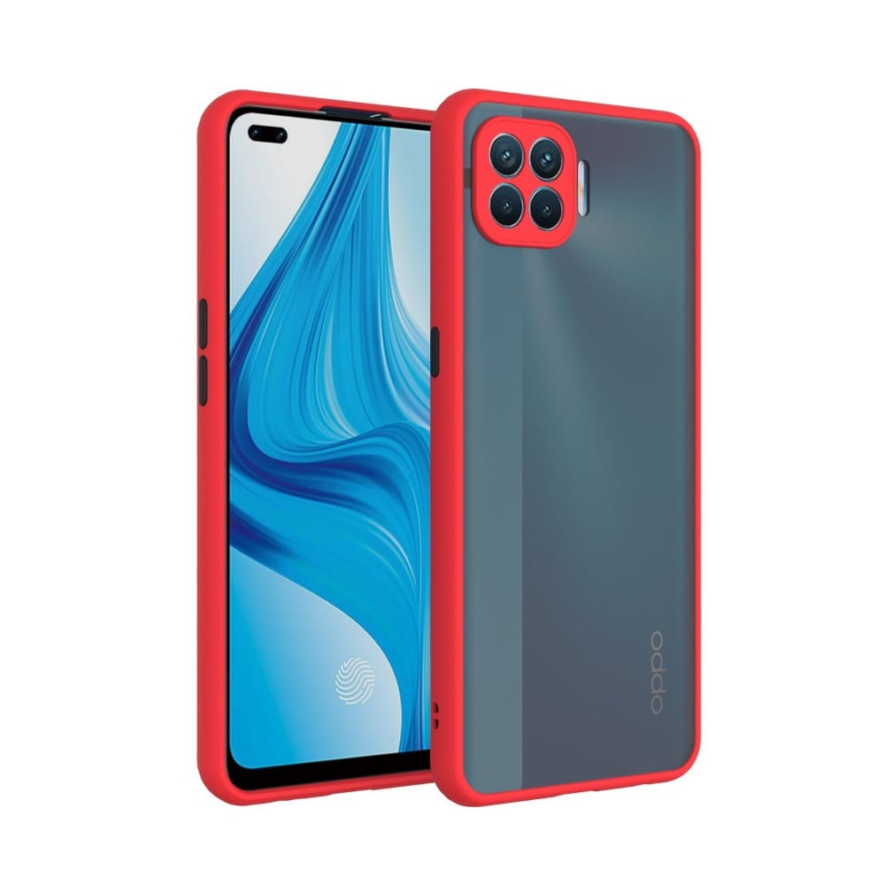 Frosted Smoke Cover for OPPO F17 Camera Protection Phone Case Red Onezeros.in