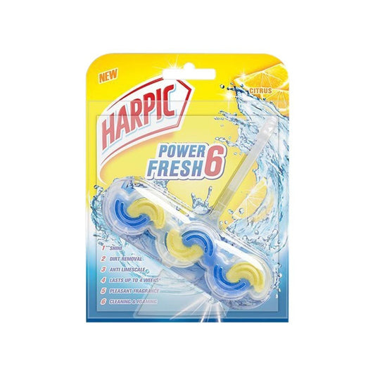 Harpic Power Fresh 6 Toilet Rim Block - Citrus, 39 gm Household Cleaning Products