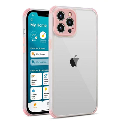 iPhone 12 Colorful Lens Protect Matte Transparent With Four Corner Bumper Phone Case Mobiles & Accessories