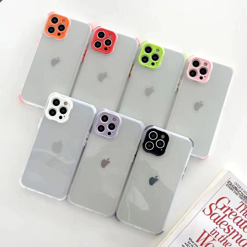 iPhone 13 Pro Colorful Lens Protect Matte Transparent With Four Corner Bumper Phone Case Mobiles & Accessories