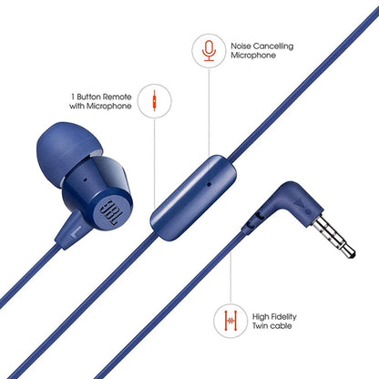JBL T50HI In-Ear Wired Headphone with Mic Mobiles & Accessories