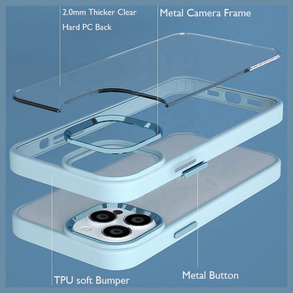 Luxury Metal Camera Frame & Buttons Clear Phone Case for iPhone 13 Pro Max Mobiles & Accessories