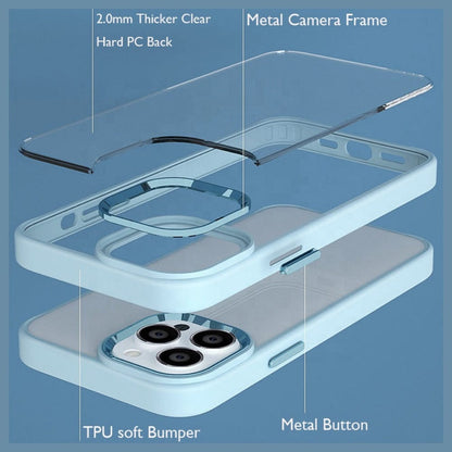 Luxury Metal Camera Frame & Buttons Clear Phone Case for iPhone 13 Pro Mobiles & Accessories