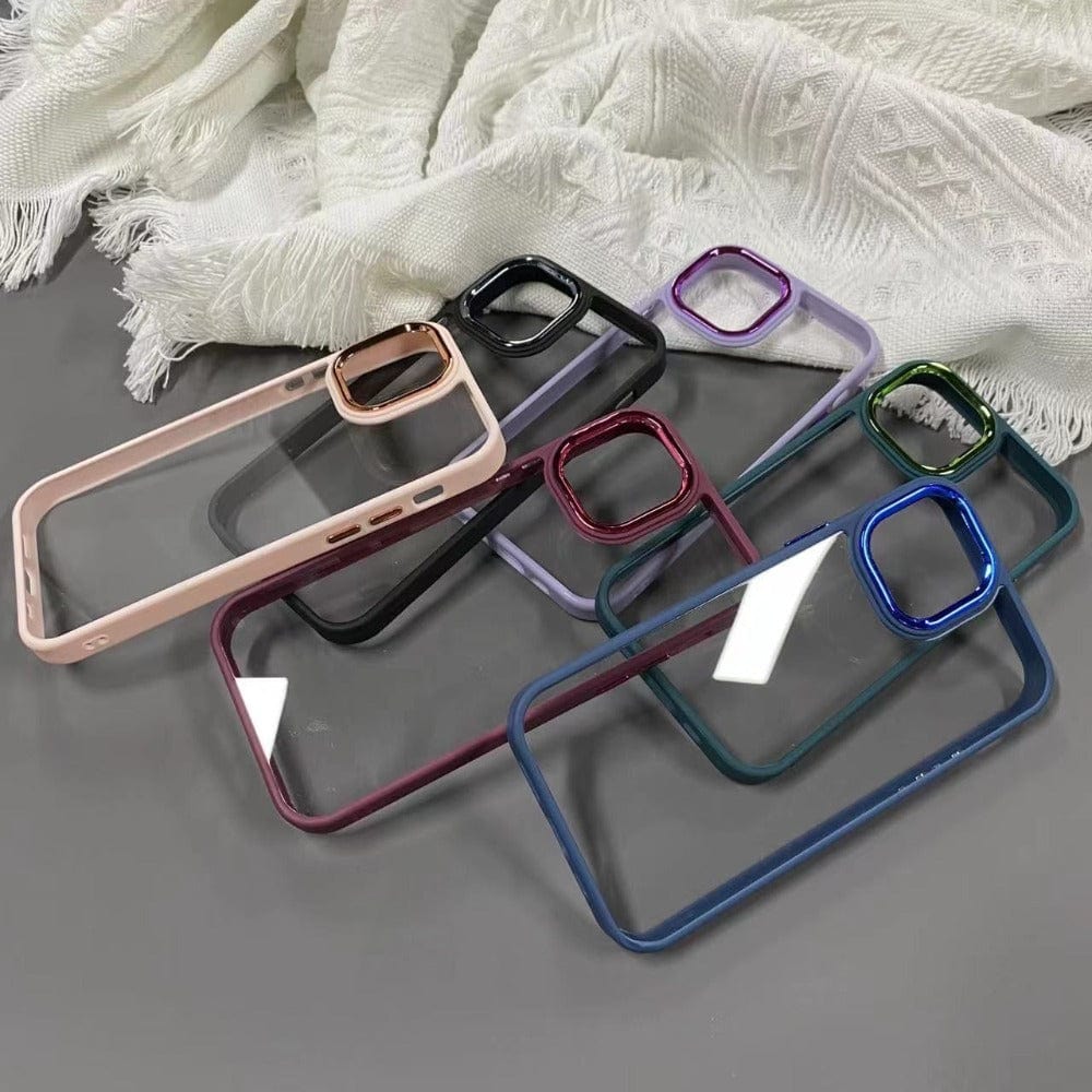 Luxury Metal Camera Frame & Buttons Clear Phone Case for OPPO Reno 8 Pro Mobiles & Accessories