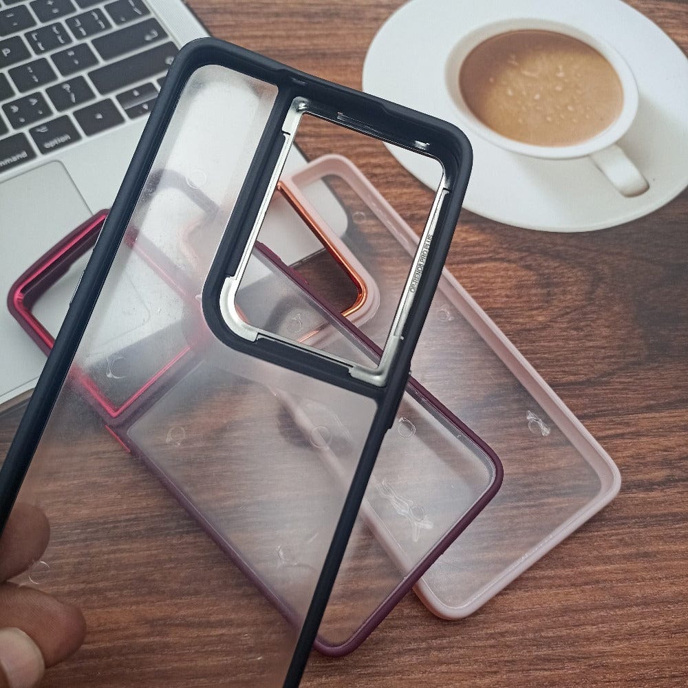 Luxury Metal Camera Frame & Buttons Clear Phone Case for OPPO Reno 8 Pro Mobiles & Accessories