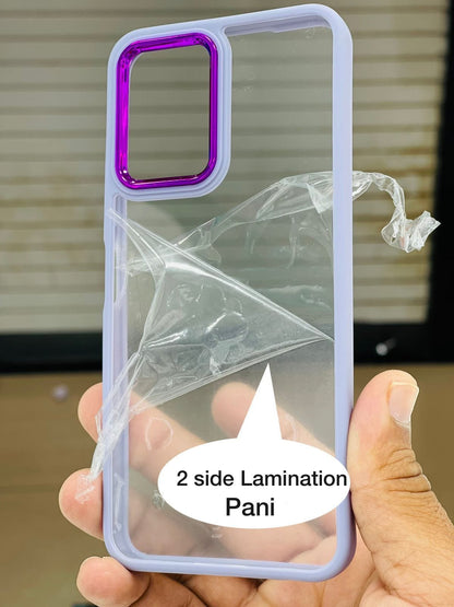 Luxury Metal Camera Frame & Buttons Clear Phone Case for Realme Narzo 50A Mobiles & Accessories
