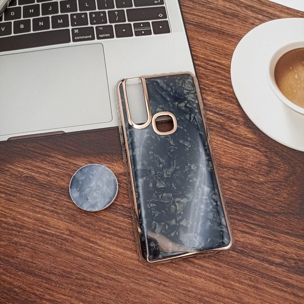 Marble Pattern Back Cover For Vivo V15 Phone Case With Pop Up Holder Mobiles & Accessories