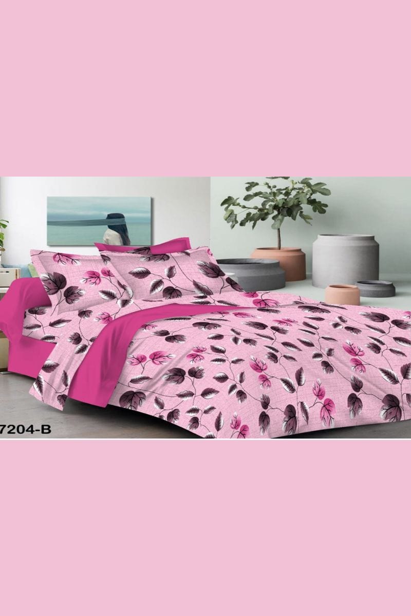 Printed Cotton King Size Double Bed Sheet With 2 Pillow Cover Set Home Furnishing