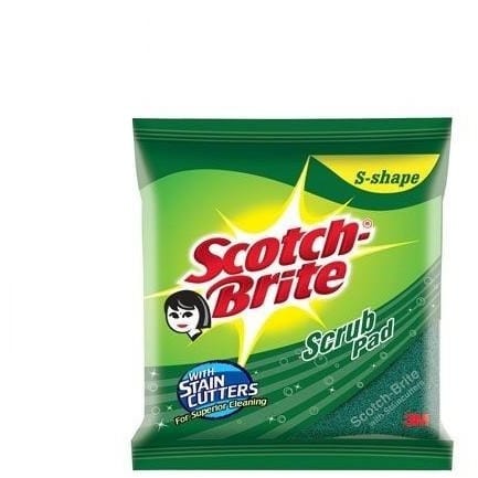 Scotch brite Scrub Pad Regular S Shape, 7.5 cm X 10 cm Household Cleaning Products