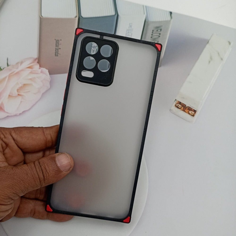 Square Smoke Case for Realme 8/8 Pro Mobile Back Cover Black Onezeros.in