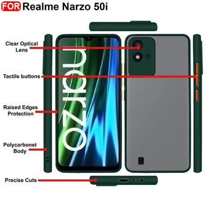Translucent Frosted Smoke Mobile Cover for Realme Narzo 50i Camera Protection Phone Case Mobiles & Accessories
