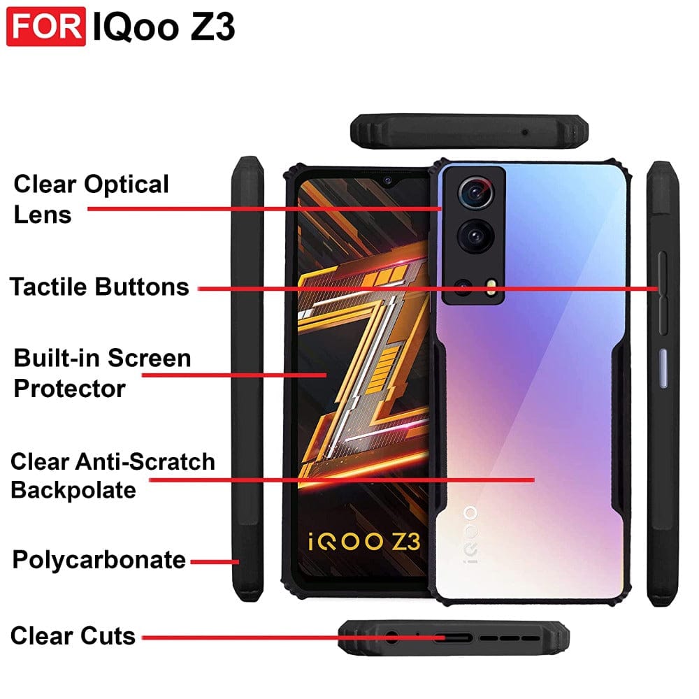 Transparent Hybrid Shockproof Phone Case For IQOO Z3 Mobiles & Accessories
